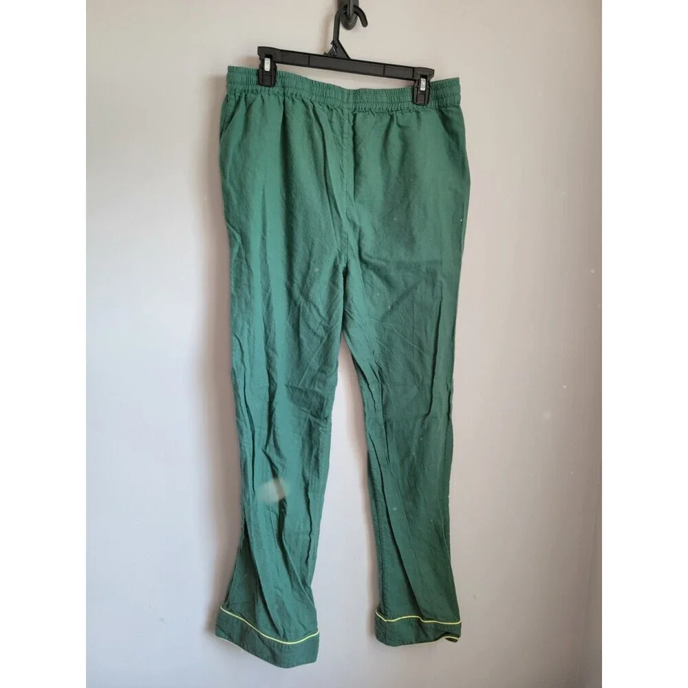 LAKE Green Yellow Trim Flannel Pajama Pants Sleepwear Sz L